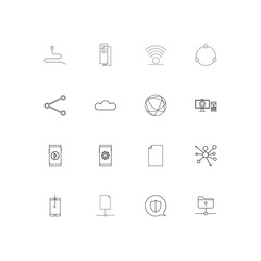 Network And Database simple linear icons set. Outlined vector icons