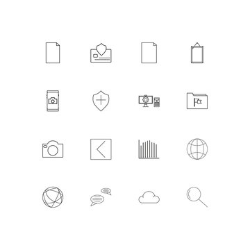 Network And Database simple linear icons set. Outlined vector icons