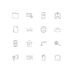 Signs And Symbols simple linear icons set. Outlined vector icons