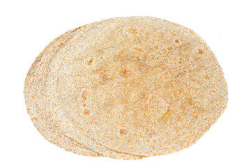whole grain tortilla isolated