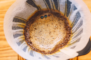 Drip brewing filtered coffee