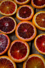 blood orange on wooden surface