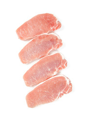 sliced raw meat isolated on white