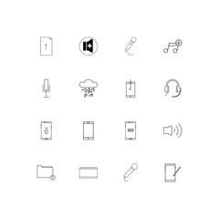 Music simple linear icons set. Outlined vector icons