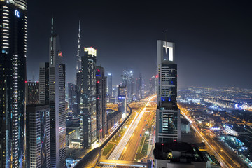 Fototapeta na wymiar Night view of Dubai city skyline 