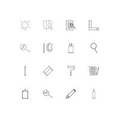 Creative Process And Design simple linear icons set. Outlined vector icons