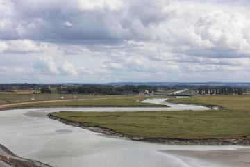 View over River Couesnon in the Bay of Mont Saint-Michel
