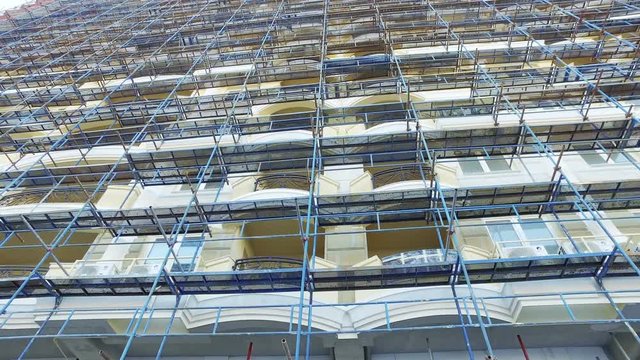 Detail of the facade of a building in construction