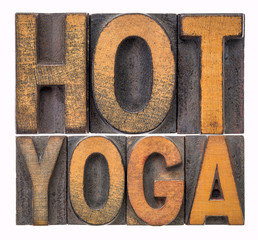 hot yoga word abstract in wood type