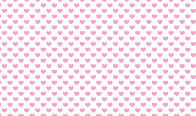 Smooth-shaped pink hearts on white background seamless pattern