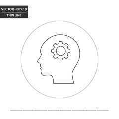 Head flat and cog thin line icon. Vector Illustration.