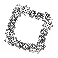 sketch of floral wreath icon over white background, vector illustration