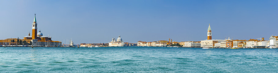 Fototapeta na wymiar view of Venice waterfront, Piazza San Marco, San Giorgio di Maggiore church and The Doge’s Palace, Venice, Italy, Europe