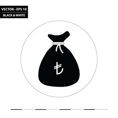 Money bag - Turkish lira black and white glyph flat icon. Vector Illustration.