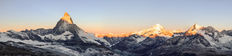 Panorama of Matterhorn at sunrise - obrazy, fototapety, plakaty