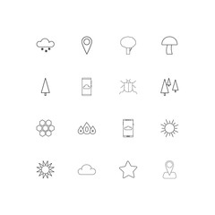 Nature simple linear icons set. Outlined vector icons