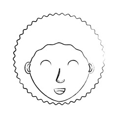 sketch of cartoon woman with afro hairstyle over white background, vector illustration