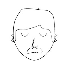 sketch of cartoon man with mustache over white background, vector illustration