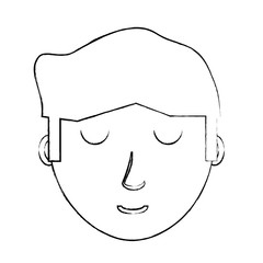 sketch of cartoon man face icon over white background, vector illustration
