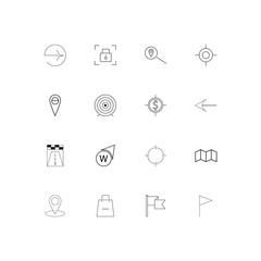 Maps And Navigation simple linear icons set. Outlined vector icons