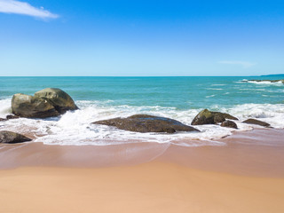 Fototapeta na wymiar Beach in Balneario Camboriu, Santa Catarina, Brazil. Estaleirinho Beach. Aerial View.
