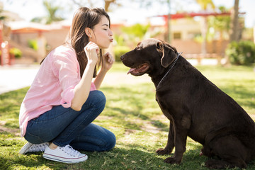 Cute woman with her dog