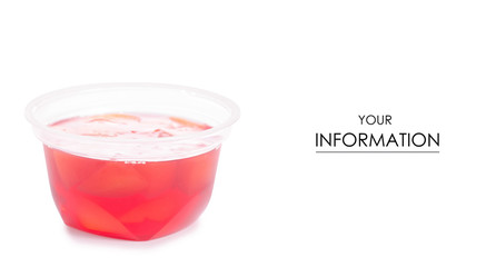 Cup of jelly with fruit red peach pattern