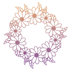 floral wreath icon over white background, colorful design. vector illustration