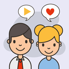 social media kids speech bubble with heart vector illustration