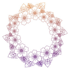 decorative floral wreath icon over white background, colorful design. vector illustration