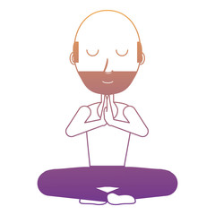 cartoon yogi man doing yoga over white background, colorful design. vector illustration