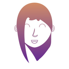 cartoon woman with long hair over white background, colorful design. vector illustration