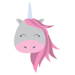 cute unicorn icon over white background, colorful design. vector illustration