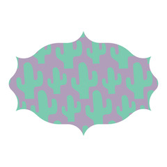 decorative arabic frame with cactus plant design over white background, colorful design. vector illustration
