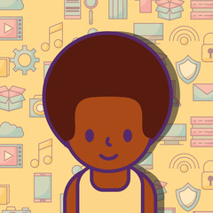 cartoon man character social media network background vector illustration