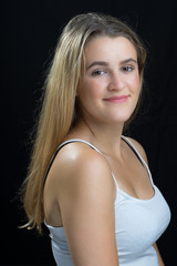 Fototapeta premium portrait of young pretty cute blonde girl. Beautiful woman posing