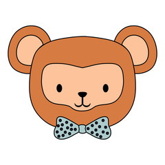 cute monkey icon over white background, colorful design. vector illustration