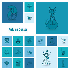 Set of Flat Autumn Icons