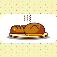 fresh whole bread bun bakery products vector illustration
