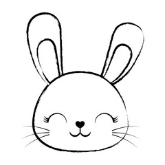 Obraz premium sketch of cute rabbit icon over white background, vector illustration