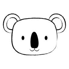 sketch of cute koala icon over white background, vector illustration