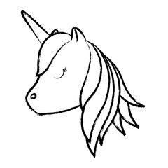 sketch of cute unicorn icon over white background, vector illustration