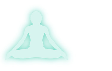Yoga Meditation Pose light green Blue  on white background logo with gradient illustration	lotus position