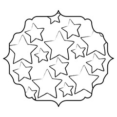 decorative arabic frame with stars design over white background, sketch design. vector illustration