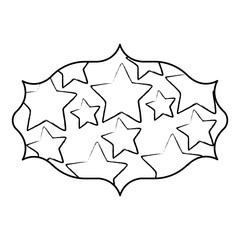 decorative arabic frame with stars design over white background, sketch design. vector illustration