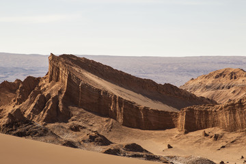 sedimentary rock formation in the dunes of the moon valley in the atacama desert