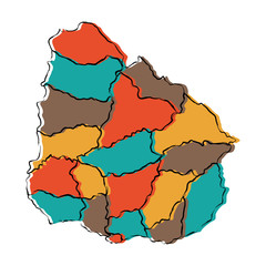 Political map of Uruguay
