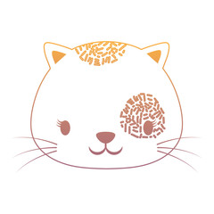 cute cat icon over white background, colorful design. vector illustration