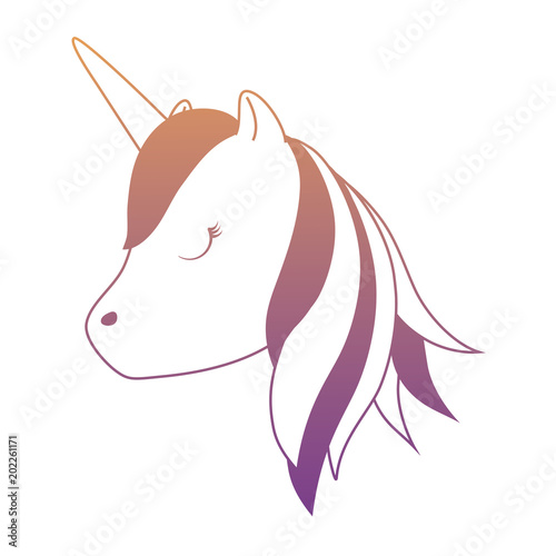 Cute Unicorn Icon Over White Background Colorful Design Vector