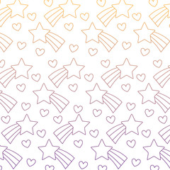 shooting stars and hearts background, colorful design. vector illustration